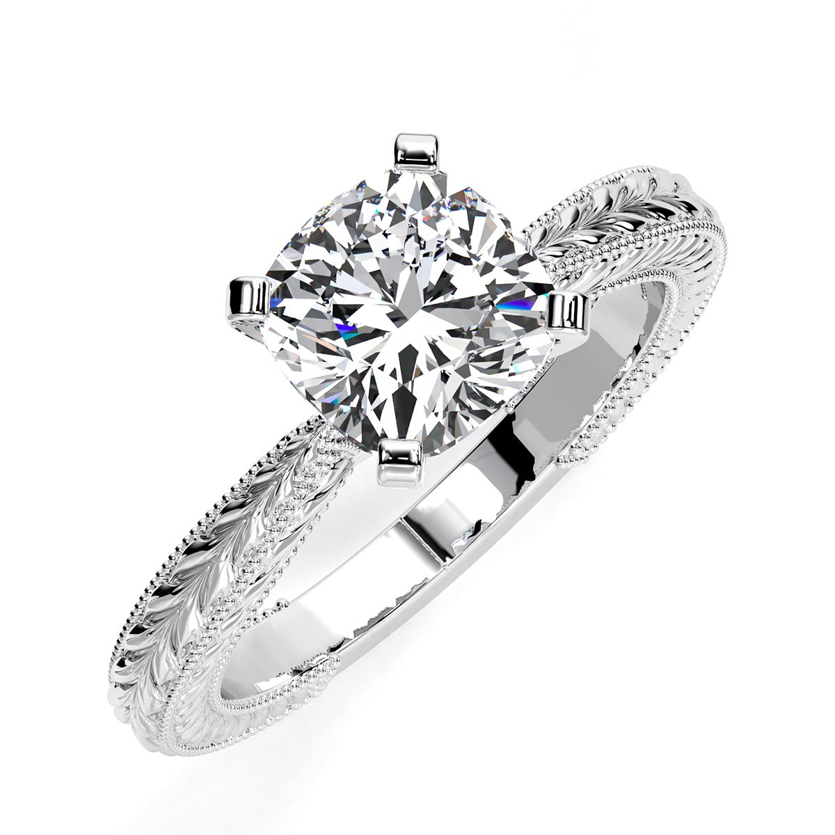 Azalea Cushion Moissanite Engagement Ring whitegold