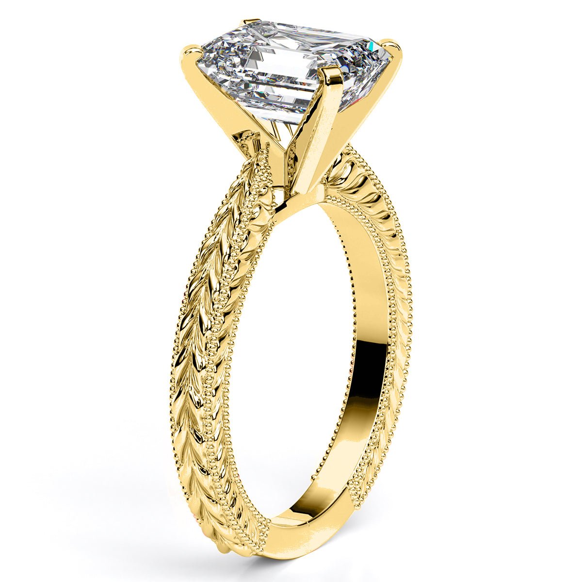 Azalea Emerald Moissanite Engagement Ring yellowgold