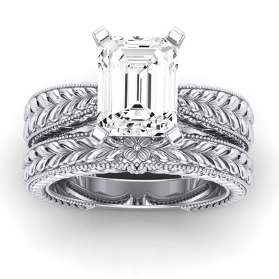 Azalea Diamond Matching Band Only (does Not Include Engagement Ring) For Ring With Emerald Center whitegold