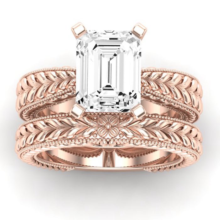 Azalea Diamond Matching Band Only (does Not Include Engagement Ring) For Ring With Emerald Center rosegold