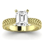Azalea Diamond Matching Band Only (does Not Include Engagement Ring) For Ring With Emerald Center yellowgold