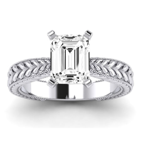 Azalea Diamond Matching Band Only (does Not Include Engagement Ring) For Ring With Emerald Center whitegold