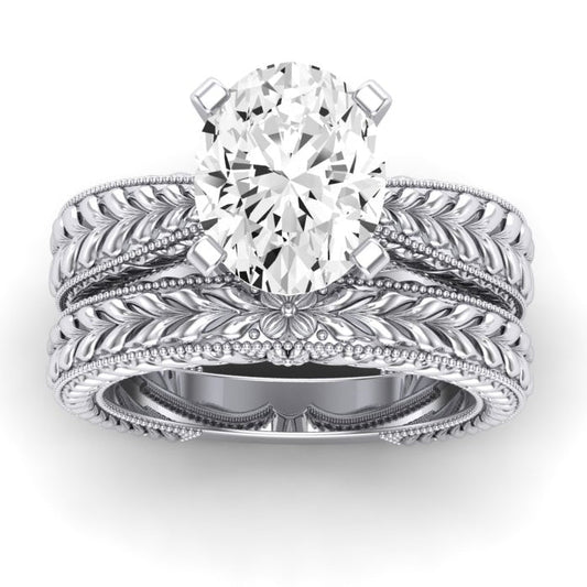 Azalea Diamond Matching Band Only (does Not Include Engagement Ring) For Ring With Oval Center whitegold