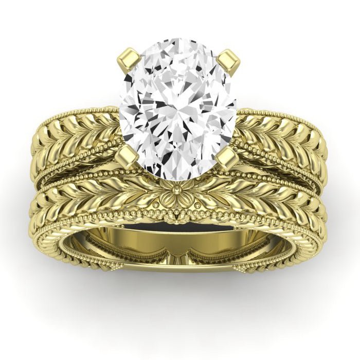 Azalea Diamond Matching Band Only (does Not Include Engagement Ring) For Ring With Oval Center yellowgold