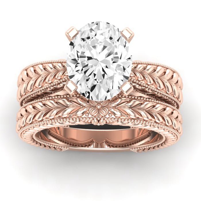 Azalea Diamond Matching Band Only (does Not Include Engagement Ring) For Ring With Oval Center rosegold