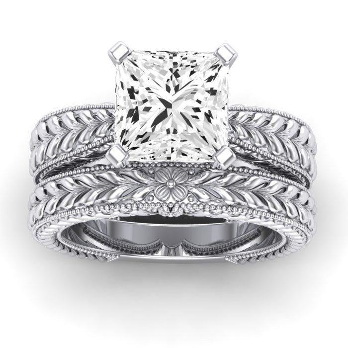 Azalea Diamond Matching Band Only (does Not Include Engagement Ring) For Ring With Princess Center whitegold