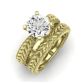Azalea Diamond Matching Band Only (does Not Include Engagement Ring) For Ring With Round Center yellowgold