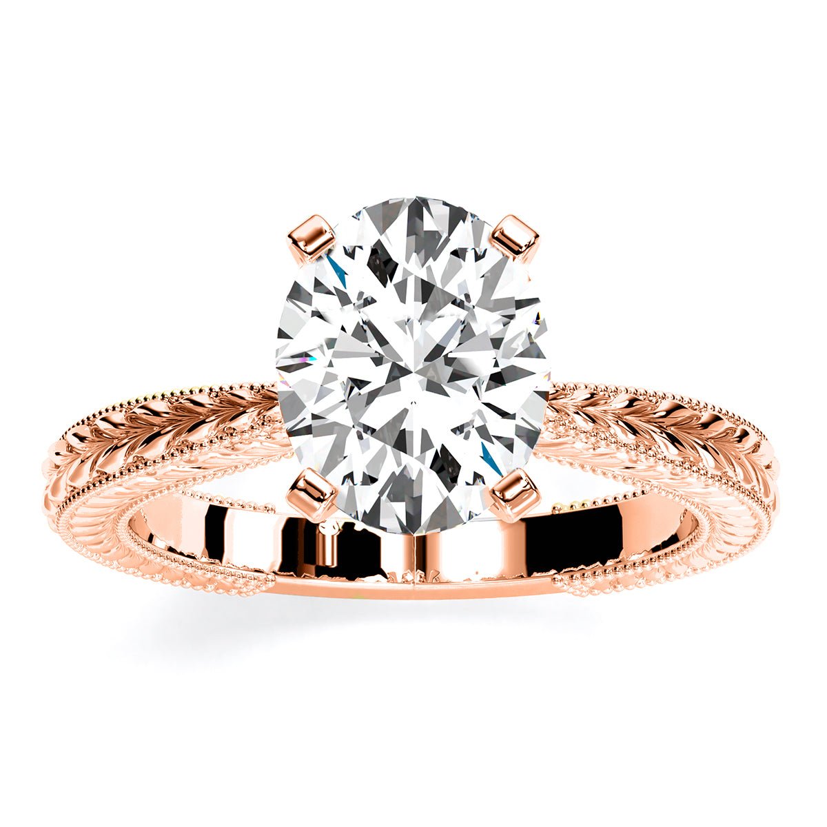Azalea Oval Moissanite Engagement Ring rosegold