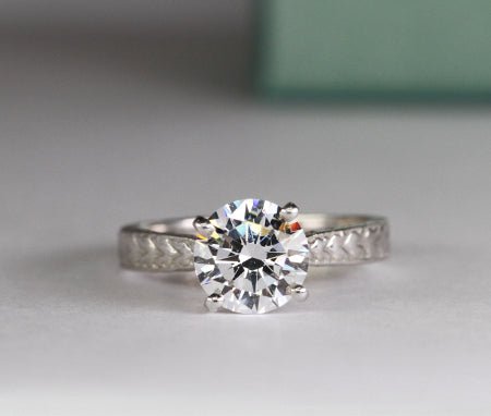 Azalea Round Moissanite Engagement Ring whitegold