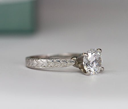 Azalea Round Moissanite Engagement Ring whitegold