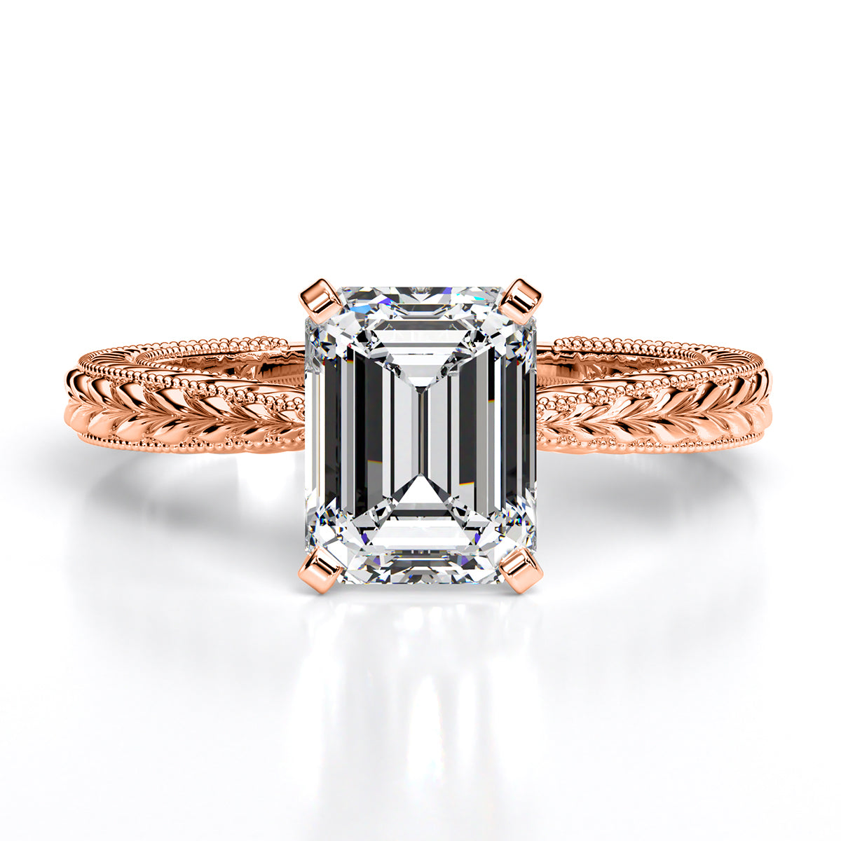 Azalea Emerald Diamond Engagement Ring (Lab Grown Igi Cert) rosegold