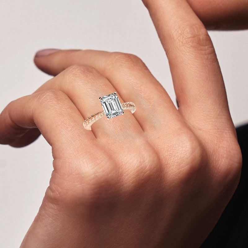 Azalea Emerald Diamond Engagement Ring (Lab Grown Igi Cert) rosegold