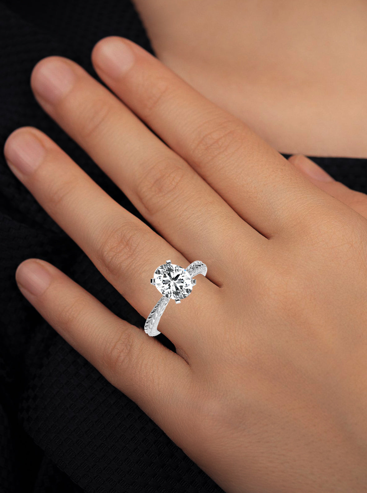 Huge Rock: 2CT Oval Lab Diamond Engagement Ring