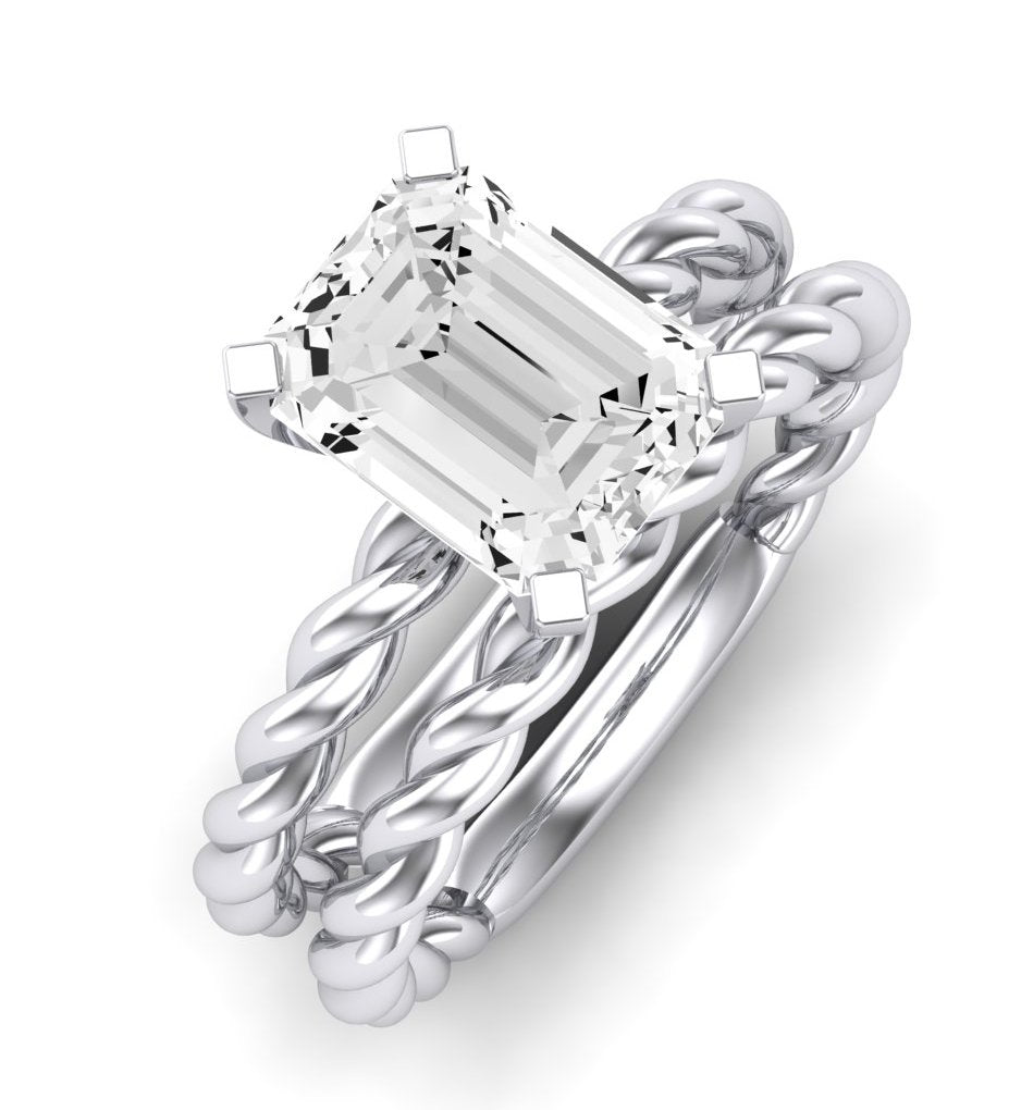 Balsam Diamond Matching Band Only ( Engagement Ring Not Included)   For Ring With Emerald Center whitegold