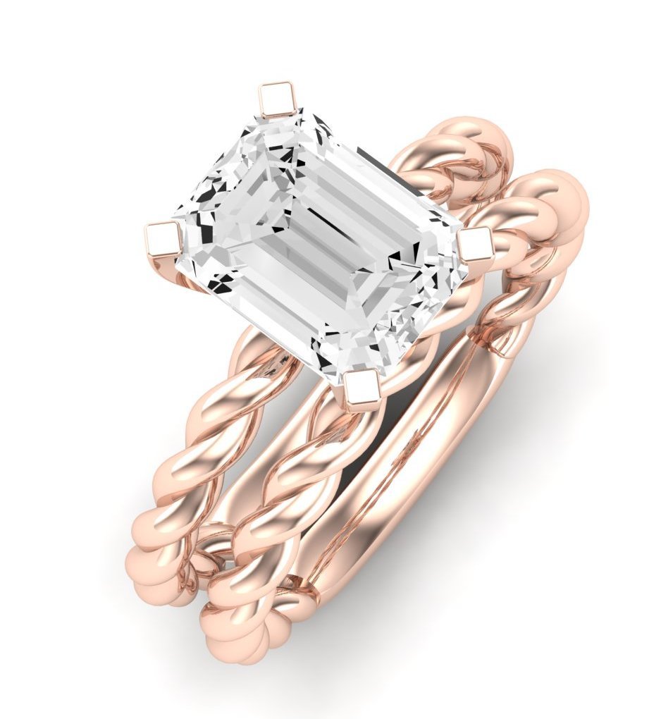 Balsam Diamond Matching Band Only ( Engagement Ring Not Included)   For Ring With Emerald Center rosegold