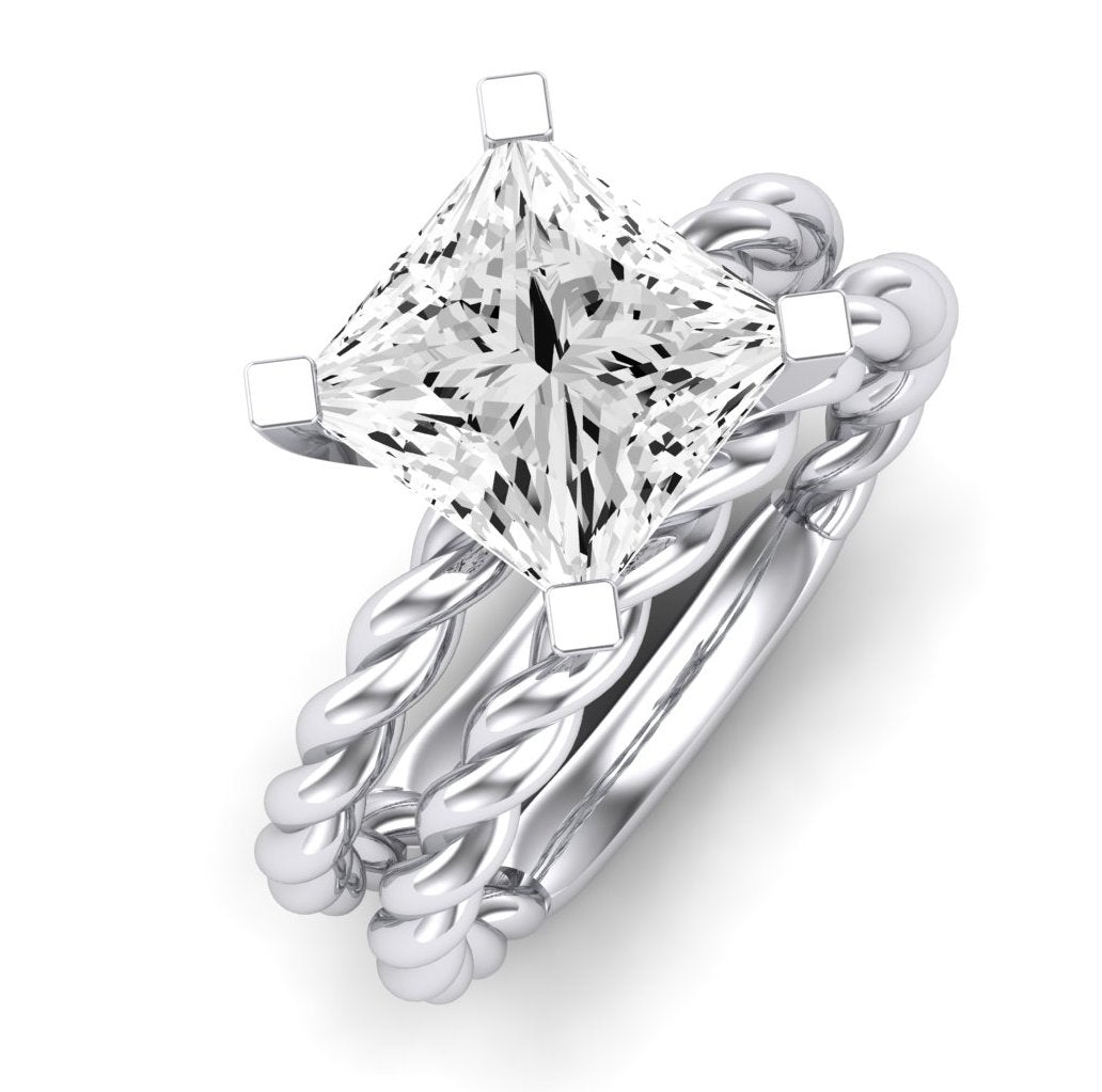 Balsam Diamond Matching Band Only (does Not Include Engagement Ring) For Ring With Princess Center whitegold