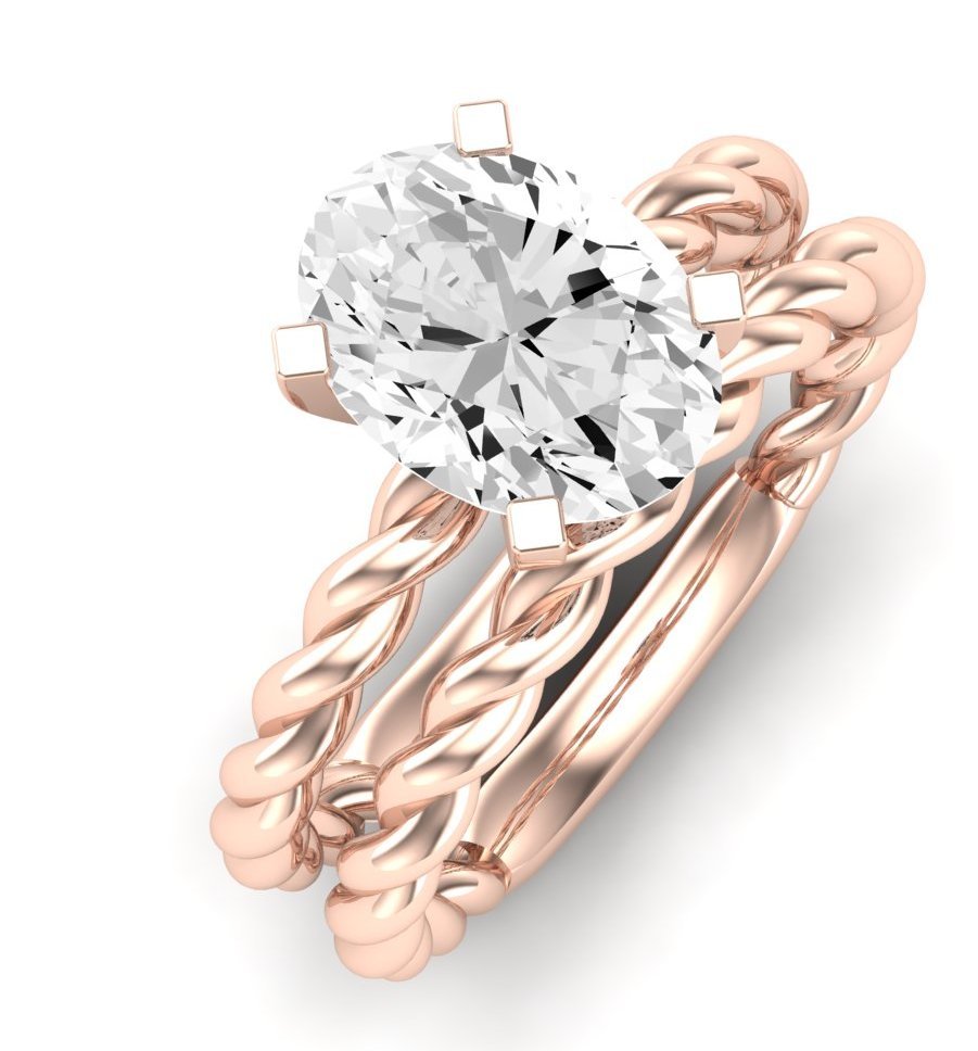 Balsam Diamond Matching Band Only ( Engagement Ring Not Included)  For Ring With Oval Center rosegold