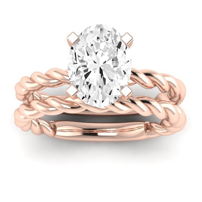 Balsam Diamond Matching Band Only ( Engagement Ring Not Included)  For Ring With Oval Center rosegold