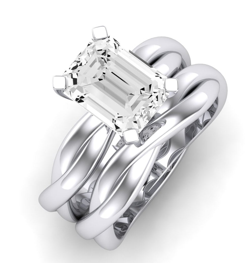Baneberry Diamond Matching Band Only (does Not Include Engagement Ring)  For Ring With Emerald Center whitegold