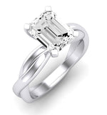 Baneberry Emerald Moissanite Engagement Ring whitegold