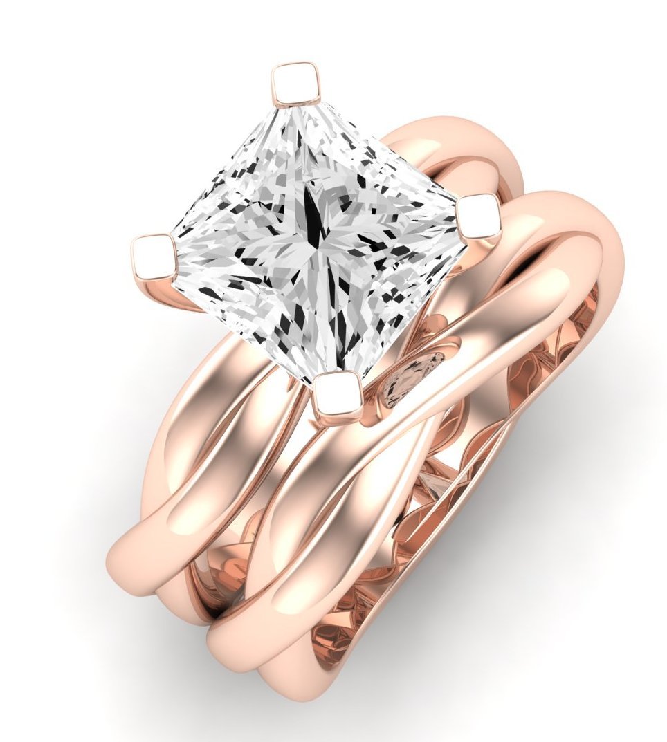 Baneberry Diamond Matching Band Only (does Not Include Engagement Ring)  For Ring With Princess Center rosegold