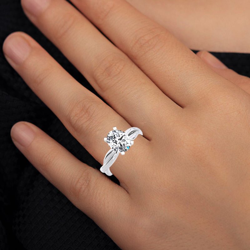 Baneberry Oval Moissanite Engagement Ring whitegold