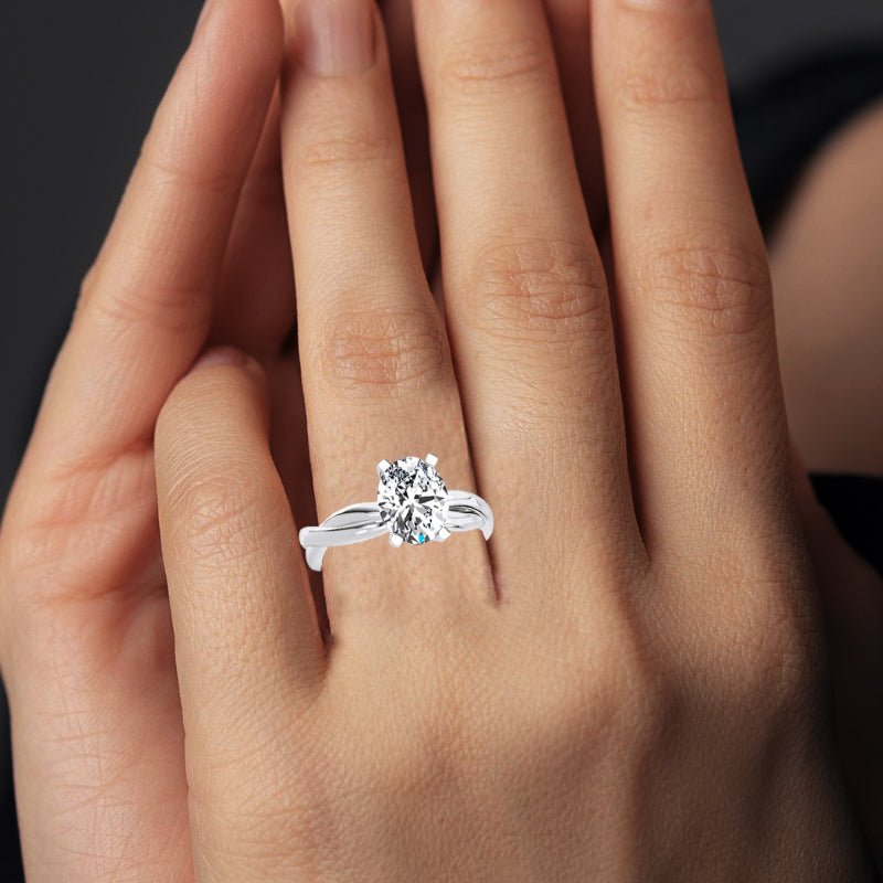 Baneberry Oval Moissanite Engagement Ring whitegold