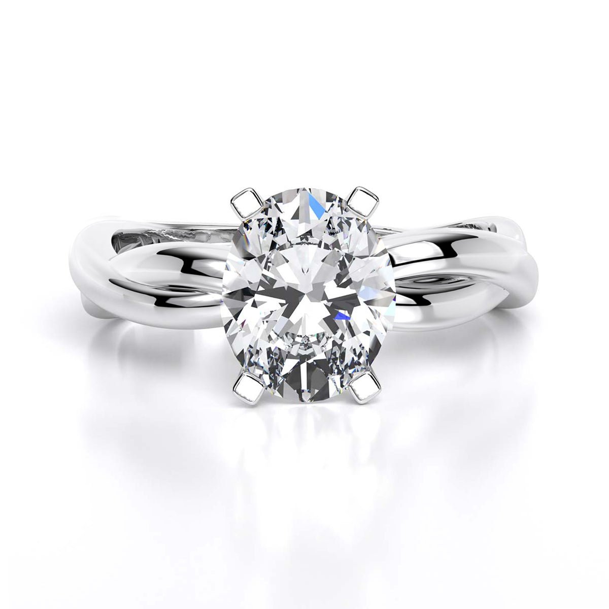 Baneberry Oval Moissanite Engagement Ring whitegold