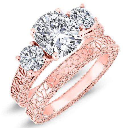 Belladonna Cushion Diamond Bridal Set (Lab Grown Igi Cert) rosegold