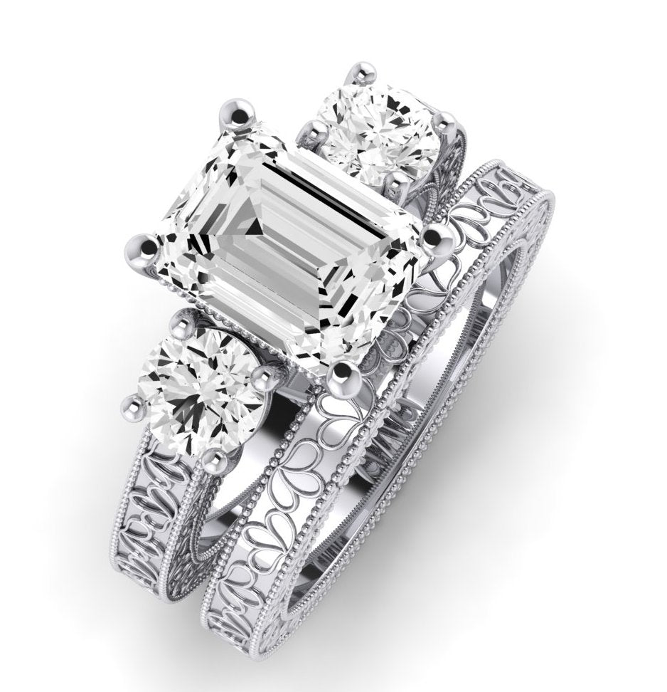 Belladonna Emerald Moissanite Bridal Set whitegold