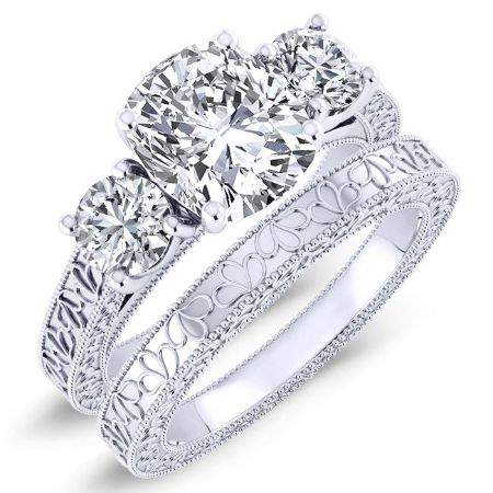 1.00 ct - Belladonna - GIA Natural Cushion Diamond Bridal Set