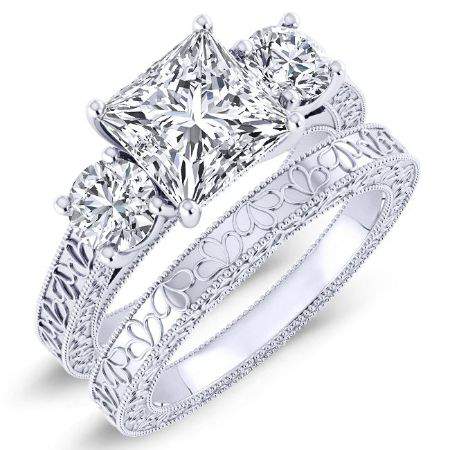 1.00 ct - Belladonna - GIA Natural Princess Diamond Bridal Set