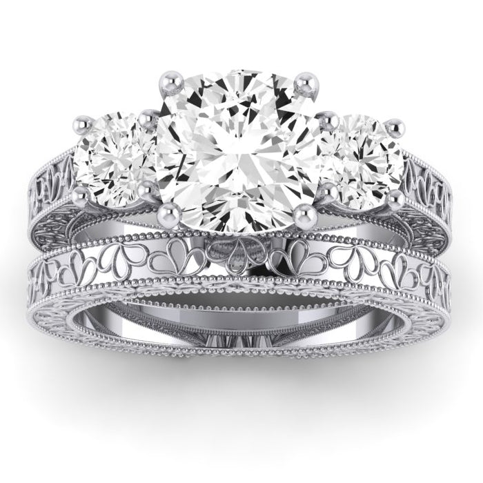 Belladonna Diamond Matching Band Only (does Not Include Engagement Ring) For Ring With Cushion Center whitegold