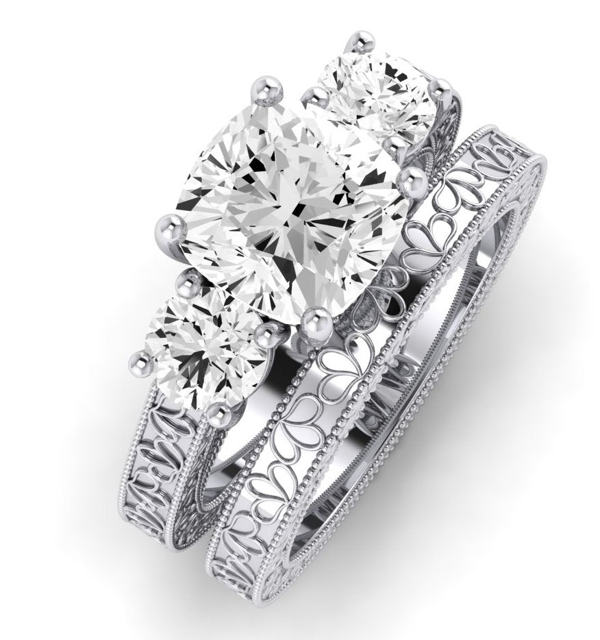 Belladonna Diamond Matching Band Only (does Not Include Engagement Ring) For Ring With Cushion Center whitegold