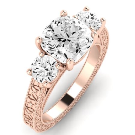 Belladonna Diamond Matching Band Only (does Not Include Engagement Ring) For Ring With Cushion Center rosegold