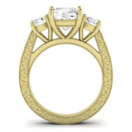 Belladonna Diamond Matching Band Only (does Not Include Engagement Ring) For Ring With Cushion Center yellowgold