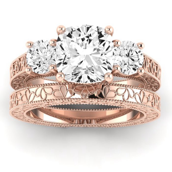 Belladonna Diamond Matching Band Only (does Not Include Engagement Ring) For Ring With Cushion Center rosegold