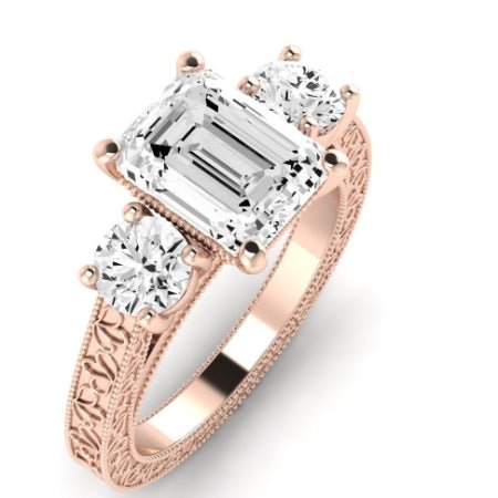 Belladonna Diamond Matching Band Only (does Not Include Engagement Ring) For Ring With Emerald Center rosegold