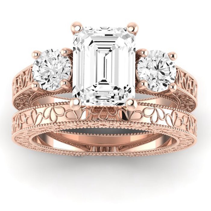 Belladonna Diamond Matching Band Only (does Not Include Engagement Ring) For Ring With Emerald Center rosegold