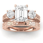 Belladonna Diamond Matching Band Only (does Not Include Engagement Ring) For Ring With Emerald Center rosegold