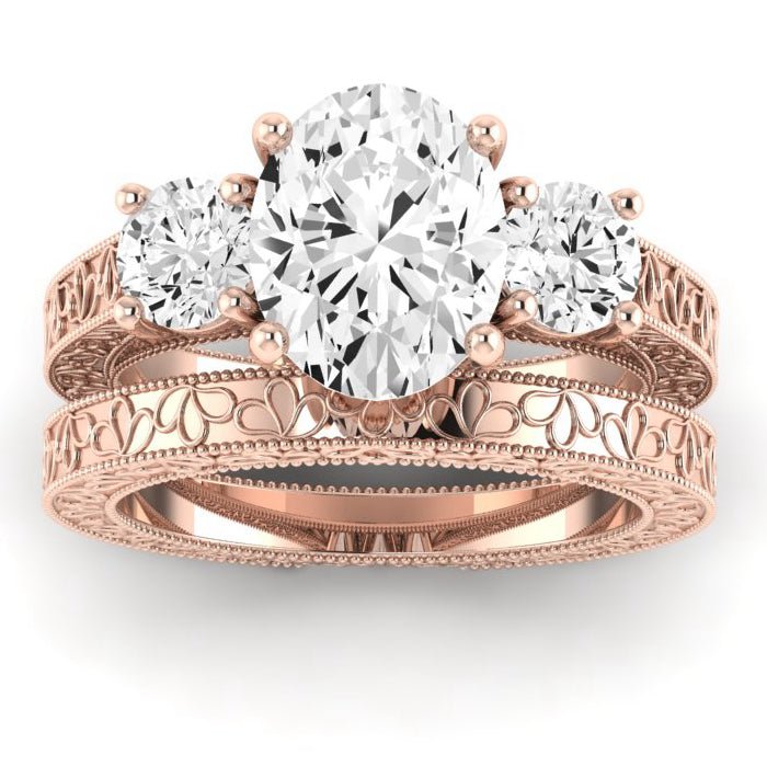 Belladonna Diamond Matching Band Only (does Not Include Engagement Ring) For Ring With Oval Center rosegold