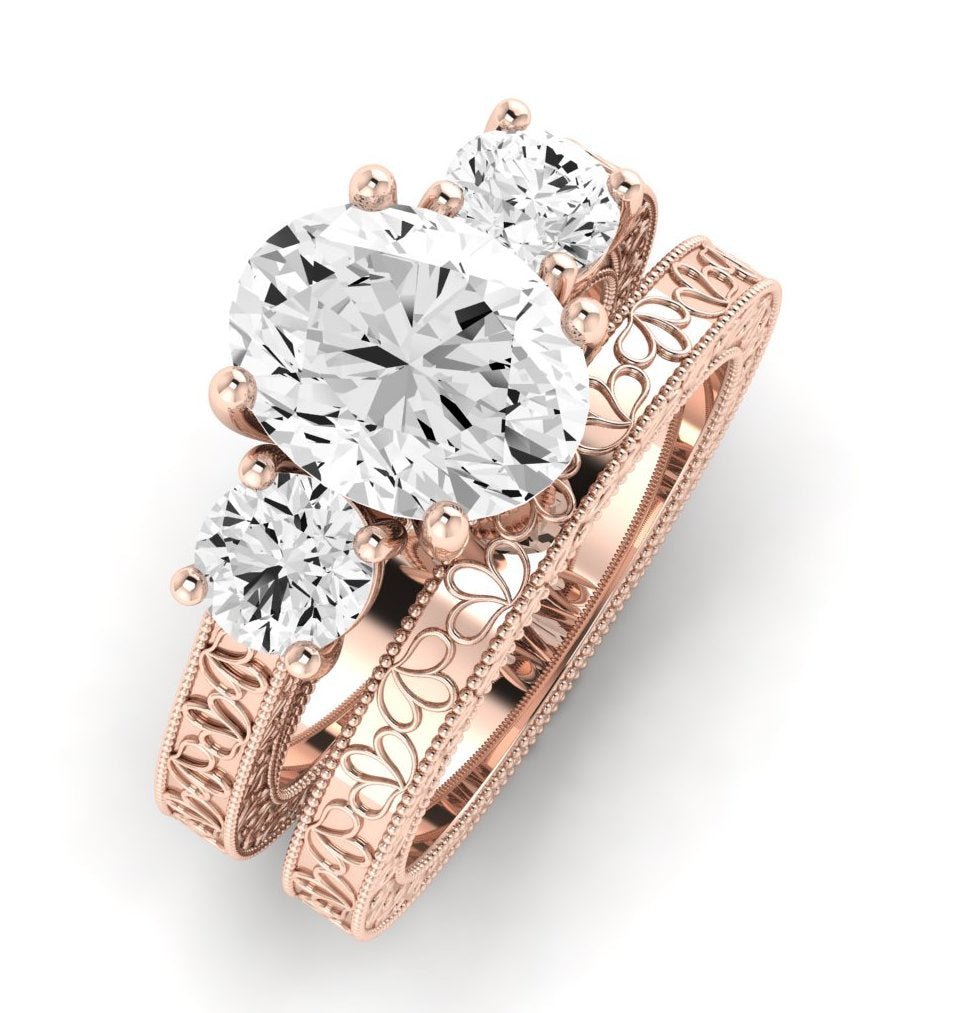 Belladonna Diamond Matching Band Only (does Not Include Engagement Ring) For Ring With Oval Center rosegold