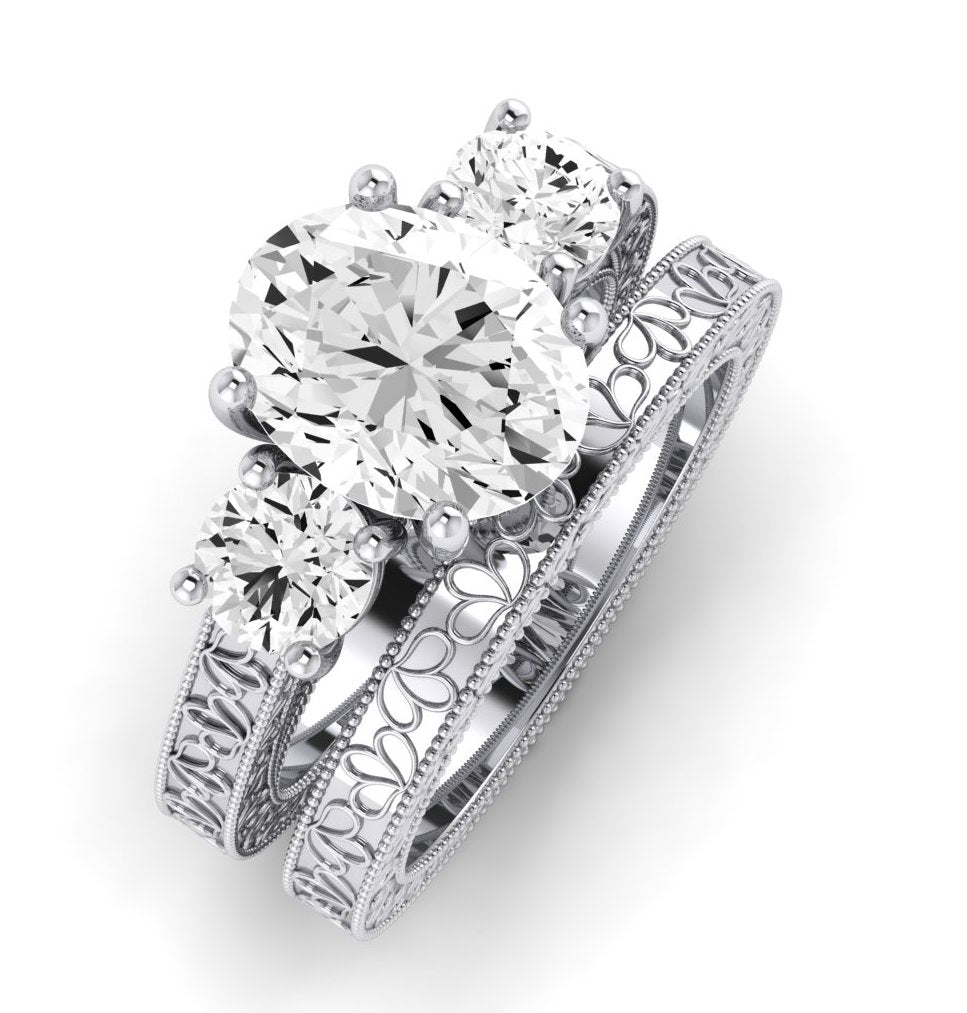 Belladonna Diamond Matching Band Only (does Not Include Engagement Ring) For Ring With Oval Center whitegold