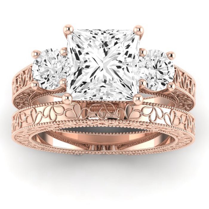 Belladonna Diamond Matching Band Only (does Not Include Engagement Ring) For Ring With Princess Center rosegold