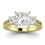 Belladonna Diamond Matching Band Only (does Not Include Engagement Ring) For Ring With Princess Center yellowgold