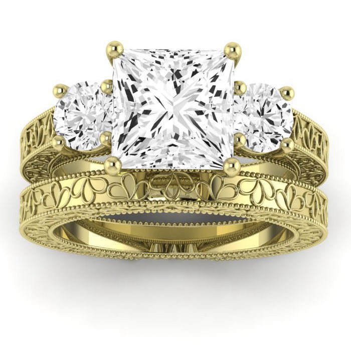 Belladonna Diamond Matching Band Only (does Not Include Engagement Ring) For Ring With Princess Center yellowgold
