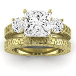 Belladonna Diamond Matching Band Only (does Not Include Engagement Ring) For Ring With Princess Center yellowgold