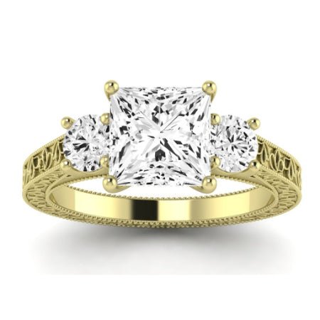 Belladonna Diamond Matching Band Only (does Not Include Engagement Ring) For Ring With Princess Center yellowgold