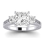 Belladonna Diamond Matching Band Only (does Not Include Engagement Ring) For Ring With Princess Center whitegold