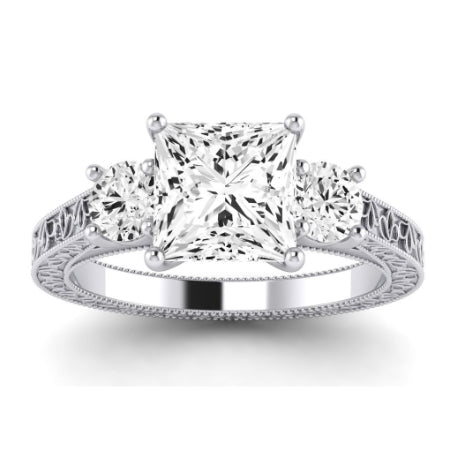 Belladonna Diamond Matching Band Only (does Not Include Engagement Ring) For Ring With Princess Center whitegold